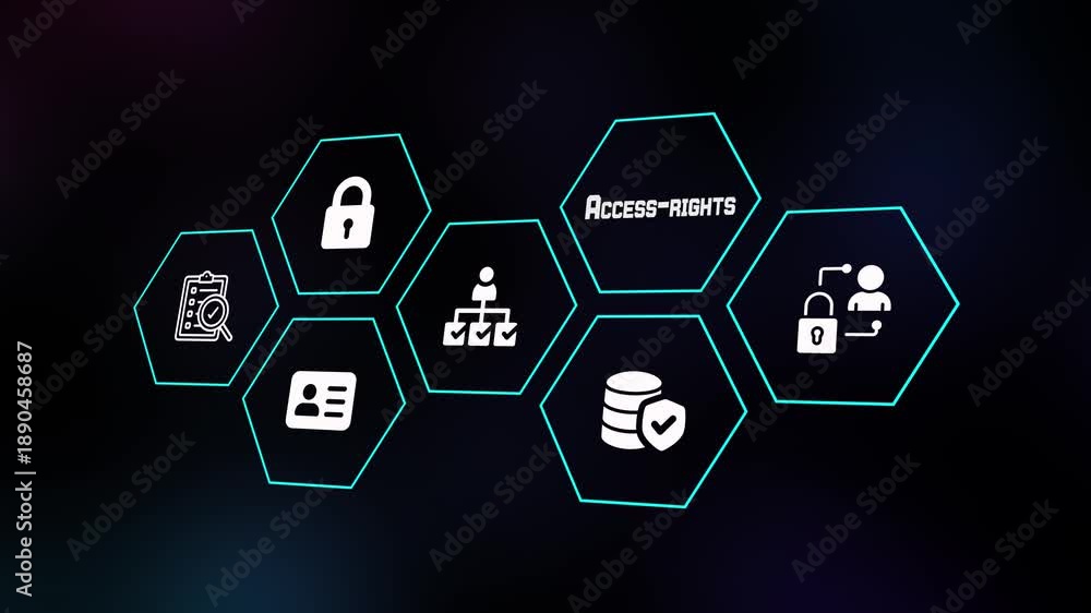 Cyber-security interface for access rights management showing digital ...