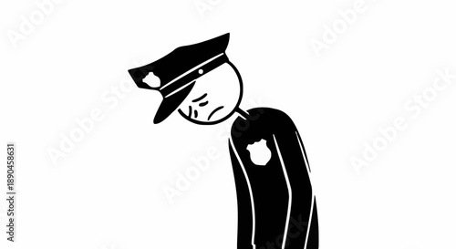 Sad Police Officer Stick Figure Illustration.