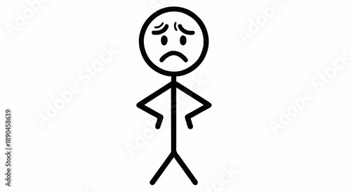 Sad stick figure expressing disappointment and worry.