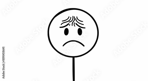 Sad Stick Figure Expressing Disappointment and Worry.
