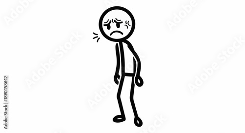 Sad Stick Figure Feeling Exhausted and Overwhelmed.