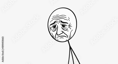 Sad stick figure meme with crying face.