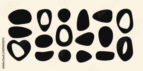 Abstract futuristic geometric shapes, frame, textbox in trendy retro groovy, Y2K retro style. Vintage black hand drawn elements isolated on white background. Flat Vector Illustration EPS10