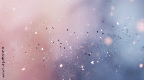 Pastel stars and glitter create a dreamy, magical background. Soft pink and blue hues blend for an enchanting, ethereal sparkle effect.
