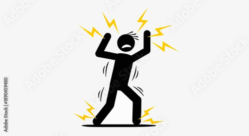 Shocked Person Icon Electrocution Danger Symbol.