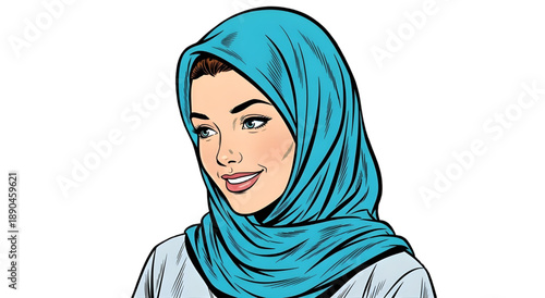 A beautiful Arab woman wearing a black traditional headscarf, showing expressive eyes and cultural elegance
