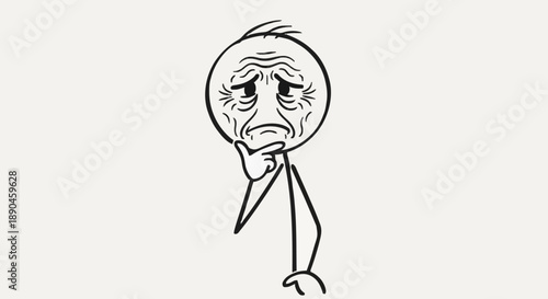 Sad Stick Figure Thinking Deeply About Problems.