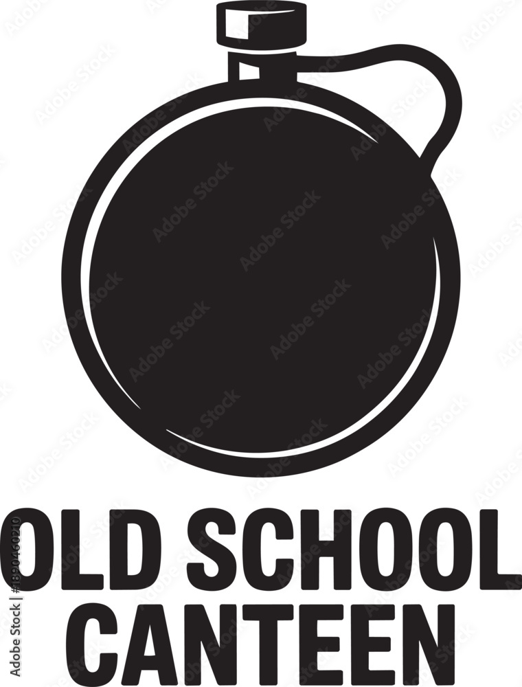 Fototapeta premium Old school canteen simple vector silhouette, classic water bottle for outdoors