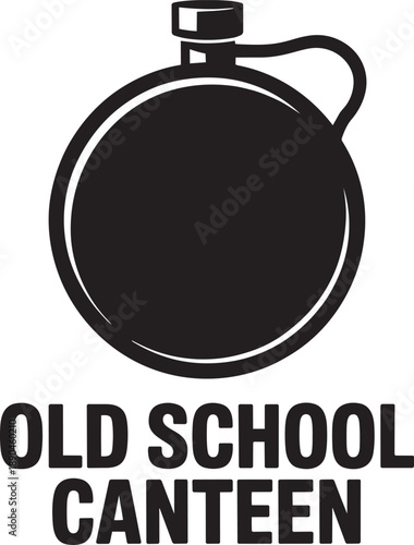 Old school canteen simple vector silhouette, classic water bottle for outdoors