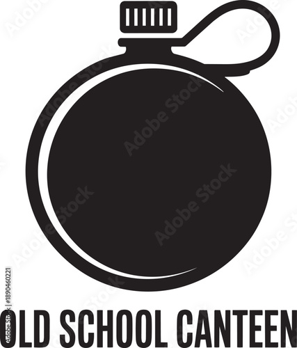 Old school canteen simple vector silhouette, classic water bottle for outdoors