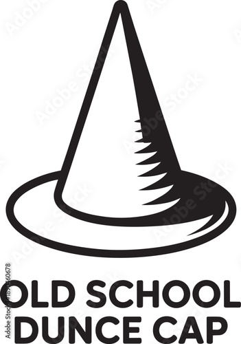 Old school dunce cap icon with black outline on transparent background vector art