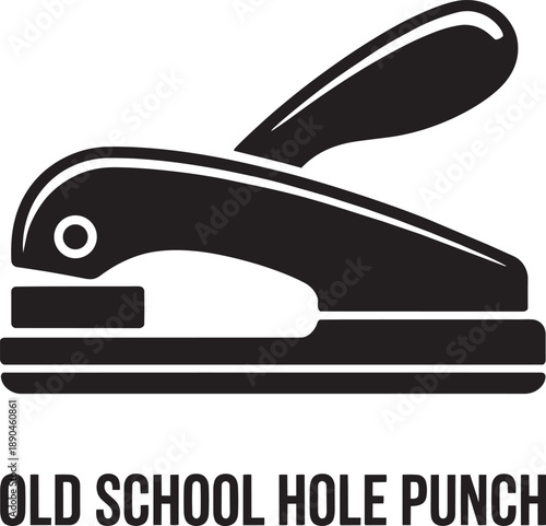 Old school hole punch icon with black outline on transparent background vector design