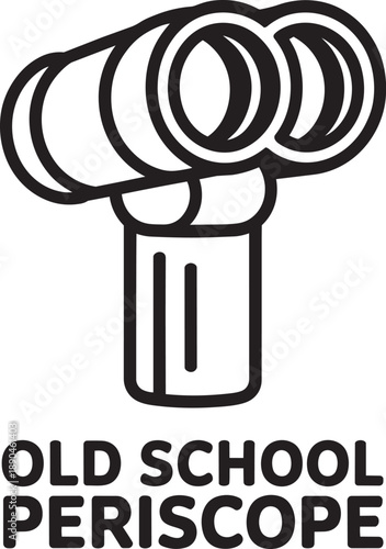 Old school periscope black and white vector illustration for observation equipment