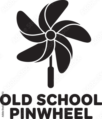 Old school pinwheel flat vector illustration for kids toys isolated on transparent background