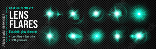 Lens flare light blue with sparkle effect ray and background glow flash burst. Camera shine star with sun glare spark explosion and spotlight bright radiance.