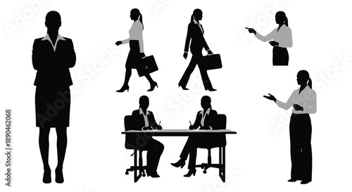 Business professionals in various poses and actions