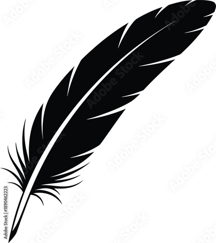Elegant black feather illustration showcasing a classic design on a pristine white background