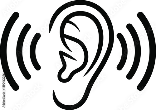 Ear hearing sound waves icon listening audio symbol
