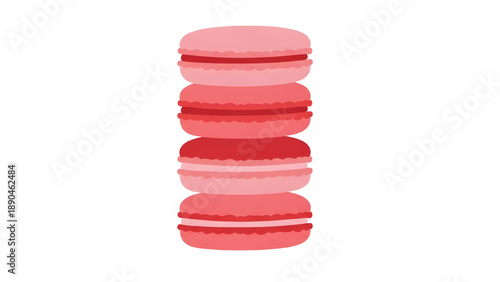 Stack of colorful macarons in pink and red hues
