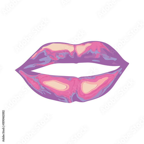 Neon lips vector