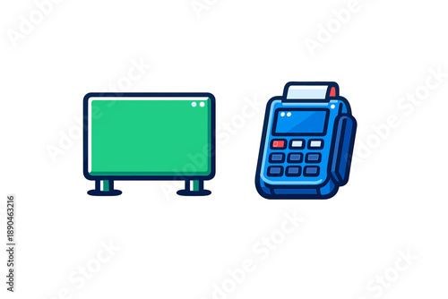 Modern digital display screen and portable payment terminal for retail transactions