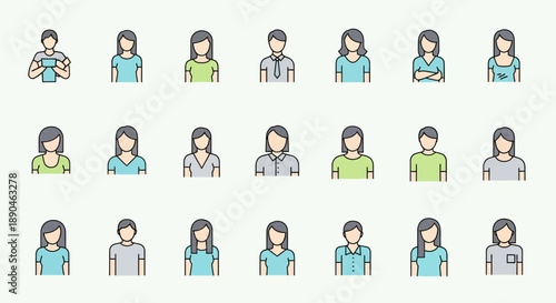 Collection of diverse avatar icons representing people of various ages and genders, suitable for profiles and user identification