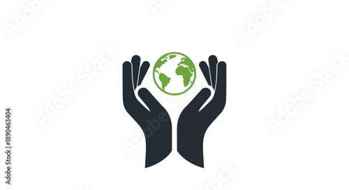 Hands holding green Earth symbolizing environmental care and protection.