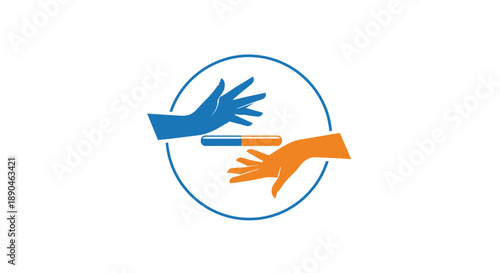 Two hands reaching out to each other in a circle.