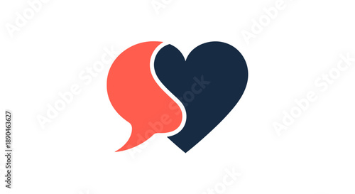 Heart shaped speech bubble icon symbolizing love and conversation.