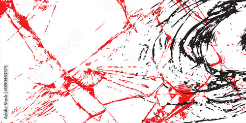 Abstract red chaotic paint line texture on white background, expressive grunge style for modern art.