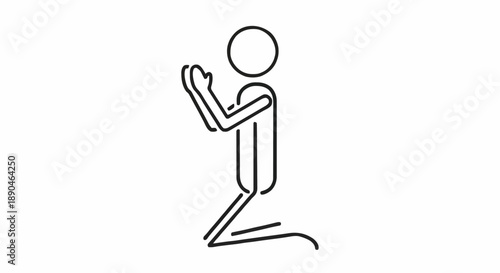 Simple Stick Figure Praying Kneeling Pose.