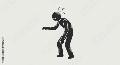 Silhouette of a stressed person with angry expression and wavy lines above head.