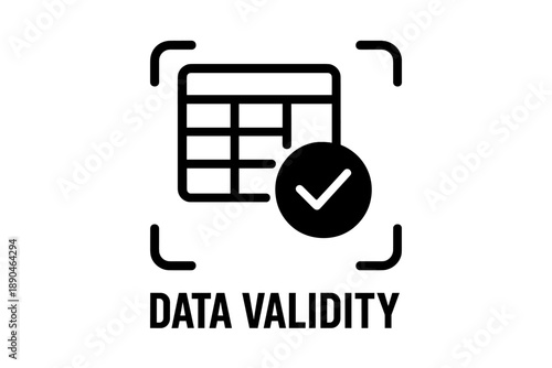 Spreadsheet table grid with checkmark icon for data validation and accuracy confirmation