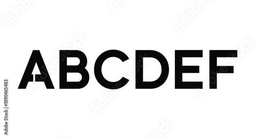 Bold black letters spelling abcdef are prominently displayed against a white background forming a stark silhouette high quality professional detailed modern