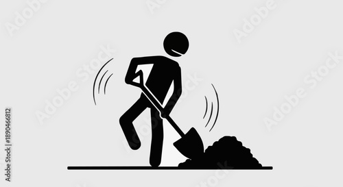Stick figure digging with a shovel illustration.