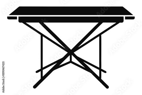 folding table silhouette line art vector illustration