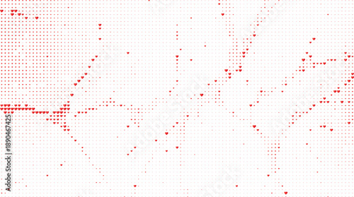 Scattered red hearts and dots pattern, Romantic red heart background