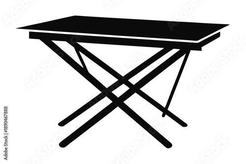 folding table silhouette line art vector illustration