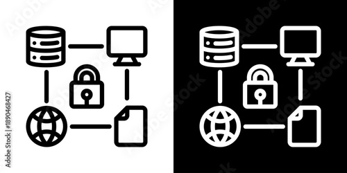 Encryption Icon Of Line Black And White Style Vector Illustration
