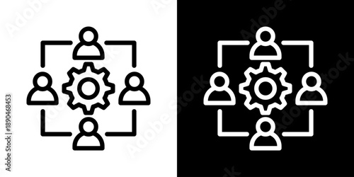 Workforce Icon Of Line Black And White Style Vector Illustration

