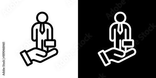 Employment Icon Of Line Black And White Style Vector Illustration
