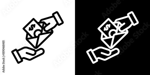 Salary Icon Of Line Black And White Style Vector Illustration
