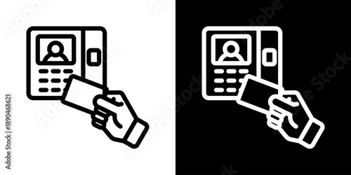 Access Control Icon Of Line Black And White Style Vector Illustration
