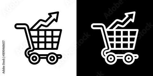 Market Trends Icon Of Line Black And White Style Vector Illustration
