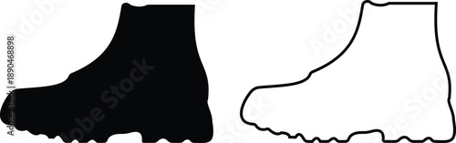 Men shoes icons set including boots sneakers loafers formal footwear silhouettes in flat and line style, male fashion shoe outline illustration collection for branding design