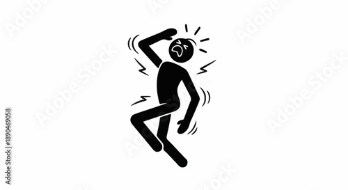 Stick figure experiencing intense pain or distress.