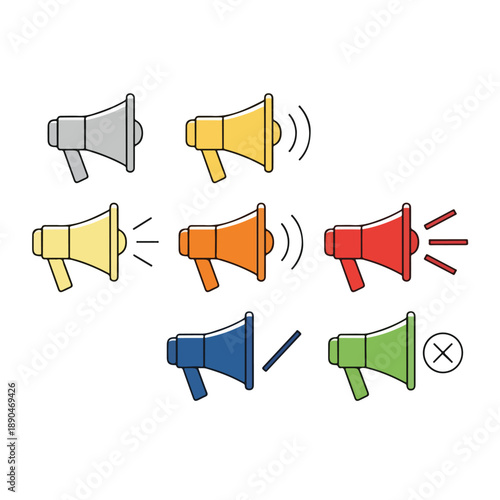 Multi Colored Megaphone Icons