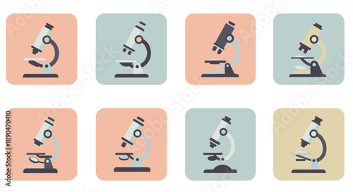 Retro style microscopes in pastel tones for scientific themes