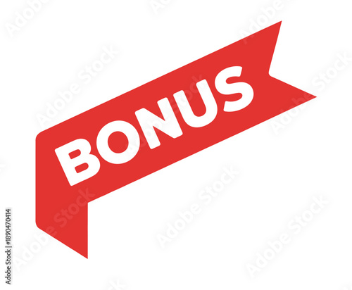 A vibrant red ribbon banner displays the word bonus in bold white lettering
