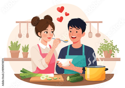 Romantic Couple Cooking Date